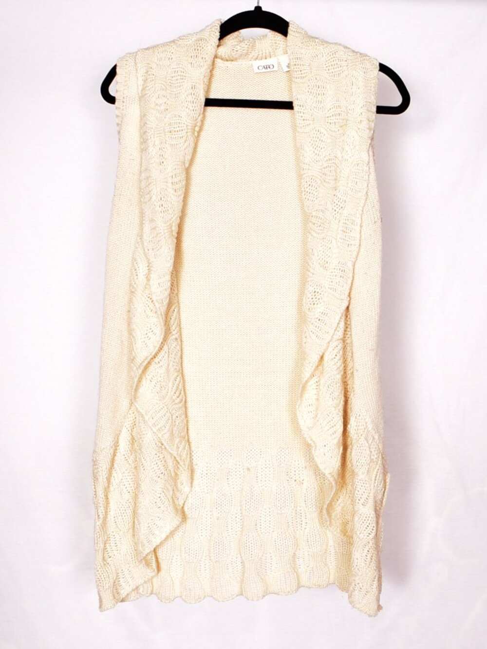 Cato Women's Waterfall Cardigan Vest Cream Size Medium